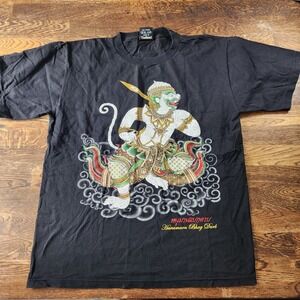 Thailand Hanuman Bhay Dano T Shirt Mens‎ Graphic Tee Cotton Black